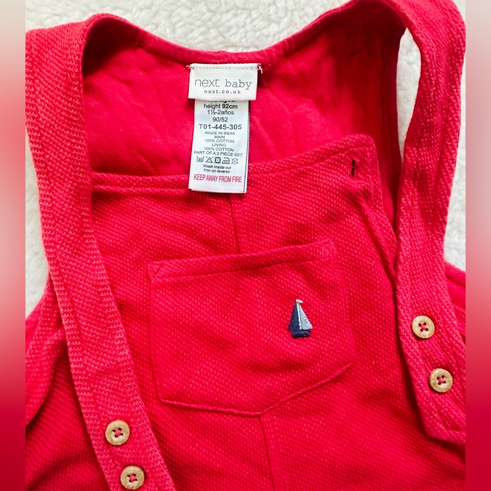 Red Boat Dungarees and Bodysuit Set 1.5 -2 year - Picture 9 of 12